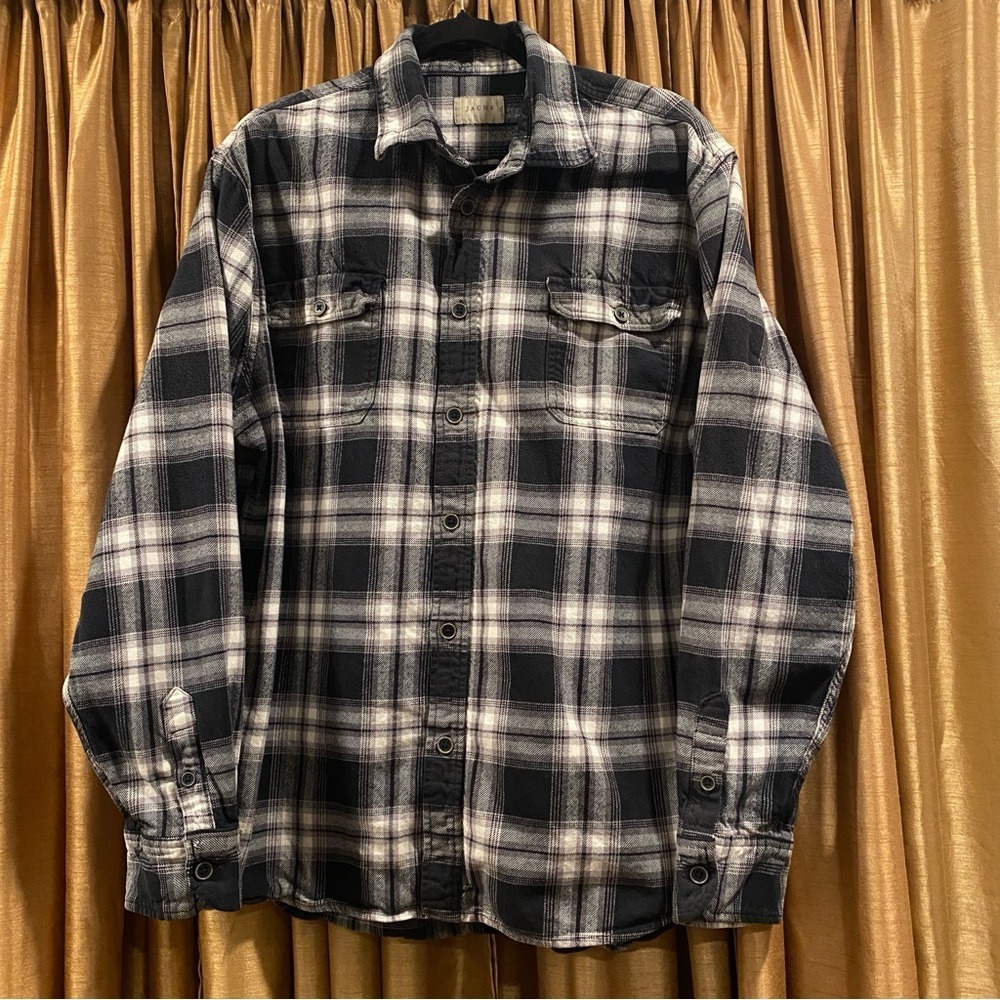 Jachs Black and‎ White Plaid Button-Up Shirt